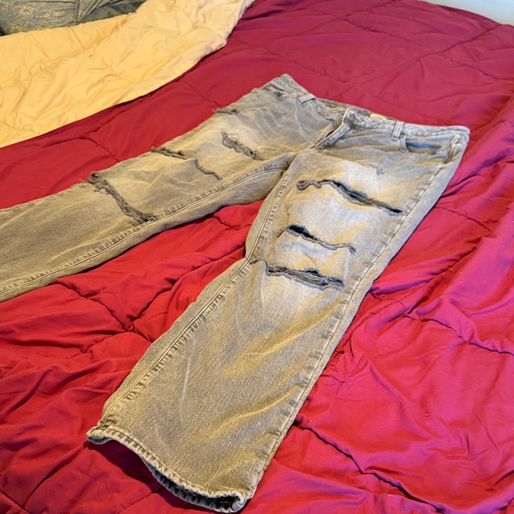 L.L. Bean Relaxed Distressed Gray Jeans